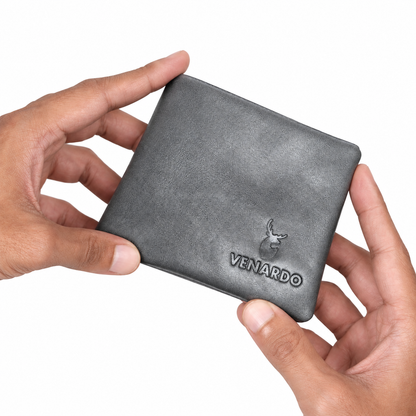 The Heritage Bi-Fold Pattern Men's Leather grey Wallet