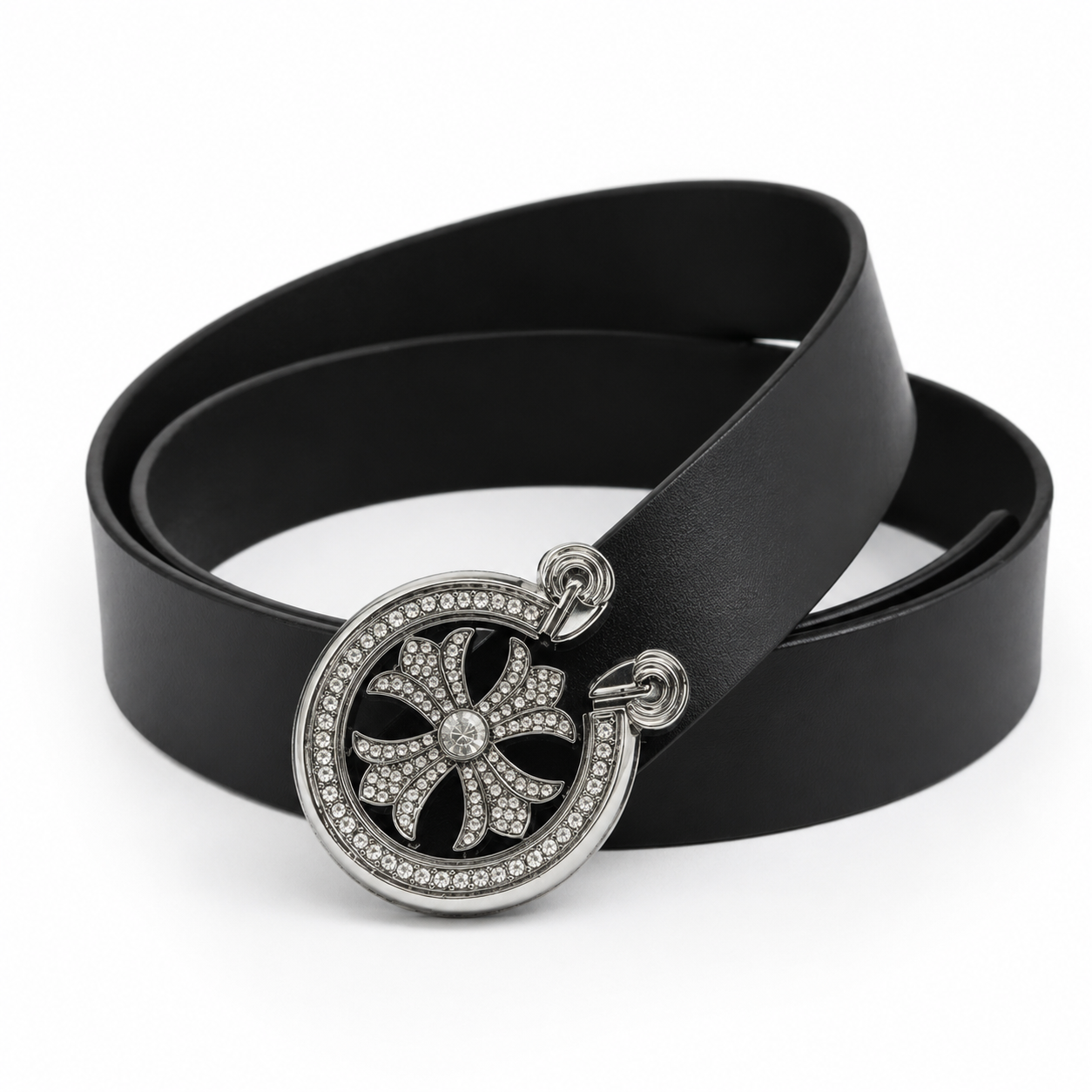 Elaris diamond Black Genuine Leather Belt