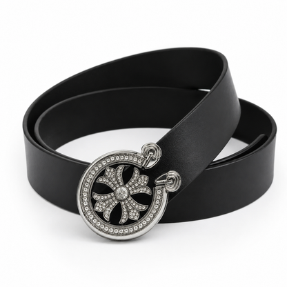 Elaris diamond Black Genuine Leather Belt
