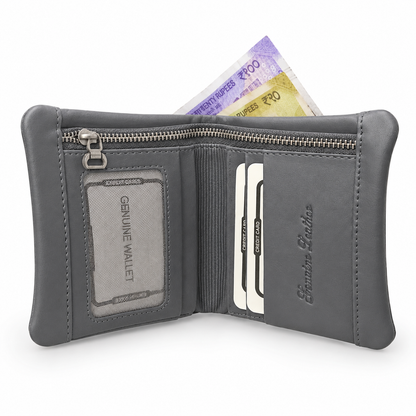 The Vintage Bi-Fold Pattern Men's Leather grey Wallet