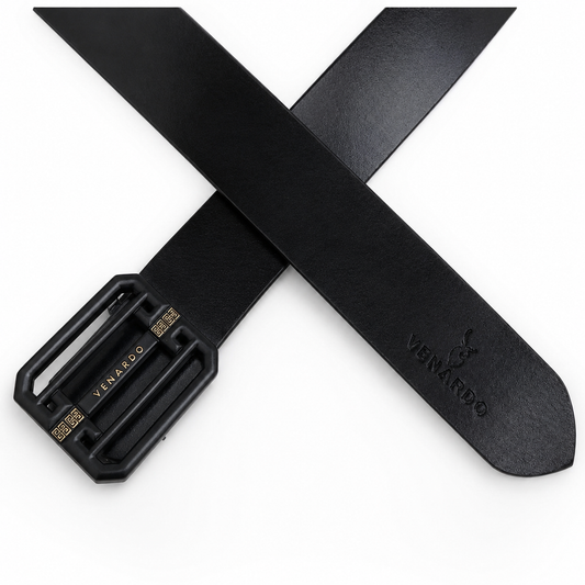 Apex Black Genuine Leather Belt