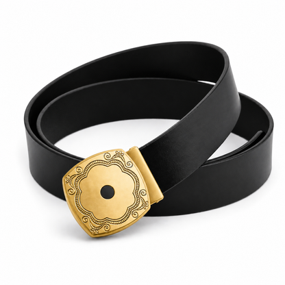 Royal gold Black Genuine Leather Belt